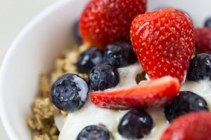 oatmeal with fruit and yogurt inside